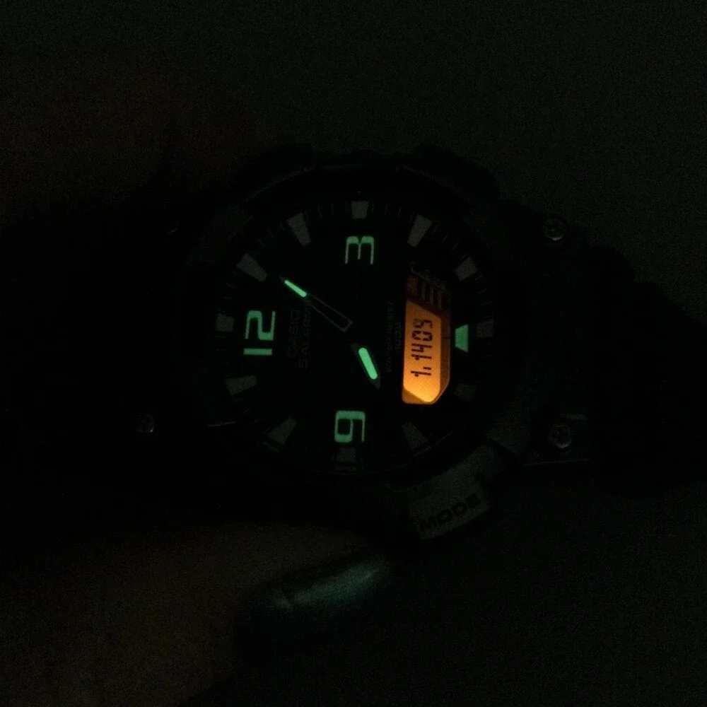Casio 5208 AQ-S810W Mens Watch 45mm Black Dial Tough Solar 5 Alarms